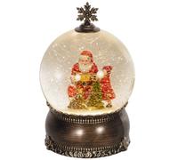 HOMCOM Bola de Nieve Navidad con Música y Luces, Bola de Nieve Bronce | Escena de Papá Noel y Niño, Decoración Navideña, Regalo de Fiesta