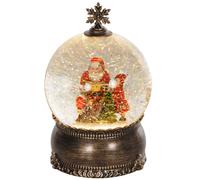 HOMCOM Bola de Nieve Navidad con Música y Luces Escena de Papá Noel y Niño para Decoración Navideña Regalo de Fiesta Bronce Aosom España