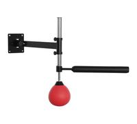 HOMCOM Bola de Velocidad de Boxeo Montado en Pared Altura Ajustable con Barra Giratoria e Inflador Punching Ball 79x72x20 Negro y Rojo Aosom España