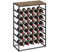 HOMCOM Botellero para 30 Botellas, Botellero para Vino de 6 Niveles con Encimera de Efecto Madera, Estilo Industrial, para Cocina, Comedor, Bar, 59x30x88,5 cm, Marrón Rústico