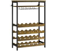 HOMCOM Botellero Vino para 24 Botellas con Soporte para Copas y Estante Abierto 66x30x100,3 cm Marrón Rústico
