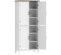 HOMCOM Buffet alto de cocina 6 niveles, armario de cocina, 4 puertas en espiga y 4 estantes regulables, 76x40x178,5cm, blanco Aosom España