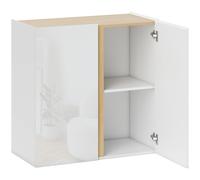 HOMCOM Buffet de alta brillantez, mueble de almacenamiento con 2 puertas de cierre suave y estante ajustable, 80x40x80cm, blanco