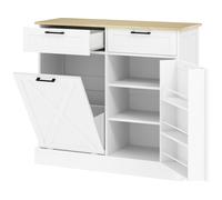 HOMCOM Buffet de cocina con ocultador de basura 38L mueble de cocina con almacenamiento 2 cajones estante de especias y encimera Aosom España
