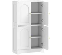 HOMCOM Buffet de Cocina, Mueble de Cocina con Almacenamiento y 4 puertas curvas y 2 estantes ajustables, 60x30x110 cm, blanco
