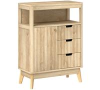 HOMCOM Buffet de salón mueble de almacenamiento con armario de puertas, estante ajustable y estante abierto, 60x30x81cm, madera natural