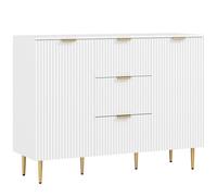 HOMCOM Buffet mueble cocina almacenaje con 3 cajones estantes ajustables armarios con puertas acanaladas 120x40x90 cm Blanco Aosom España