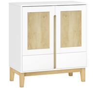 HOMCOM Buffet, mueble de almacenamiento con 2 puertas, 2 cajones y estante ajustable, 80 x 40 x 86 cm, blanco y roble