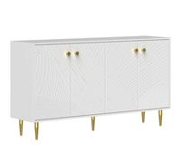 HOMCOM Buffet sala mueble de almacenamiento con estantes ajustables, armarios con puertas, 140 x 35 x 77,5 cm, blanco