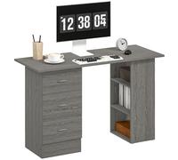 HOMCOM Bureau d'ordinateur avec 3 tiroirs et 3 étagères ouvertes, 120x49x72cm, bureau avec rangement réversible, estilo moderno, mesa informatique pour chambre, petit espace, télétravail, gris