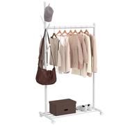 HOMCOM Burro Ropa con Ruedas 5 Ganchos Balda Inferior 86x43x171 cm Blanco | Perchero Burro Ropa, Barra para Colgar, Perchero para Recibidor, Entrada, Dormitorio