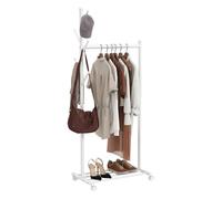 Homcom burro ropa con ruedas, perchero burro ropa con 5 ganchos barra para colgar y balda inferior perchero para recibidor, entrada, dormitorio, 68x43x171 cm, blanco 68 cm