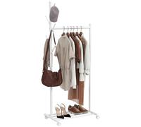 HOMCOM Burro Ropa con Ruedas, Perchero Burro Ropa con 5 Ganchos Barra para Colgar y Balda Inferior Perchero para Recibidor, Entrada, Dormitorio, 68x43x171 cm, Blanco