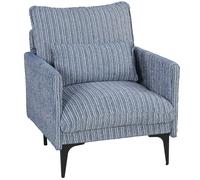 HOMCOM Butaca de Salón Acolchada en Tejido Efecto Lino con Reposabrazos, Cojín Lumbar y Asiento Amplio, Azul