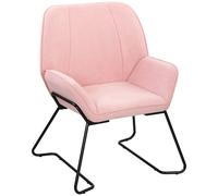 HOMCOM Butaca de Salón con Asiento Ancho y Acolchado Tapizado en Terciopelo Patas de Metal Sillón para Salón Rosa
