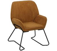HOMCOM Butaca de Salón con Asiento Ancho y Acolchado Tapizado en Terciopelo Patas de Metal Sillón para Salón Marrón