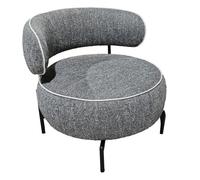 Homcom butaca de salón con asiento giratorio, sillón de salón, tapizado en lino, con asiento amplio, acolchado grueso, patas de metal para dormitorio, lectura, gris oscuro