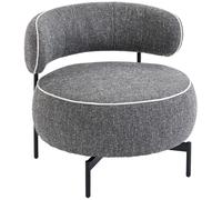 HOMCOM Butaca de Salón con Asiento Giratorio Tapizado en Lino Asiento Amplio Relleno Grueso Patas de Metal Gris Oscuro