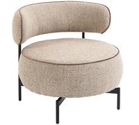 HOMCOM Butaca de Salón con Asiento Giratorio Tapizado en Lino Asiento Amplio Relleno Grueso Patas de Metal Beige