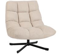 HOMCOM Butaca de Salón Giratoria Moderna Tapizada en Chenilla con Asiento Ancho Base Cruz y Patas de Acero Sillón Relax Crema