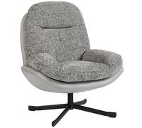 HOMCOM Butaca de Salón Giratoria Moderna Tapizada en Chenilla y Cuero PU con Asiento Ancho Base de Cruz Sillón Relax Gris