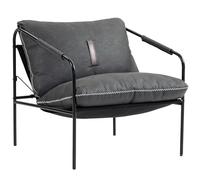 HOMCOM Butaca de Salón Moderna, Sillón de Lectura Tapizado en Cuero Sintético, Fundas de Cojines Extraíbles, Acolchado Grueso, Patas de Metal, para Dormitorio, Oficina, Gris Carbón