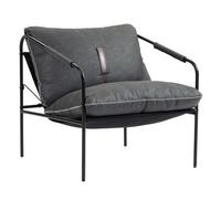HOMCOM Butaca de Salón Moderna, Sillón de Lectura Tapizado en Cuero Sintético, Fundas de Cojines Extraíbles, Acolchado Grueso, Patas de Metal, para Dormitorio, Oficina, Gris Carbón
