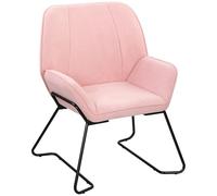 HOMCOM Butaca de Salón Moderna Sillón Lectura con Asiento Ancho de 46 cm y Acolchado Tapizado en Terciopelo Patas de Metal Silla Tocador para Salón Sala de Estar Dormitorio Rosa