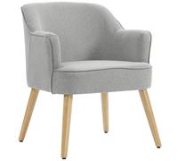 HOMCOM Butaca de Salón Moderna, Sillón Lectura Tapizado en Lino con Patas de Madera, Reposabrazos Acolchado Grueso y Almohadillas Ajustables para Dormitorio, Oficina, Estudio, Carga 120 kg, Gris Claro