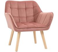 HOMCOM Butaca de Salón Moderna, Sillón Lectura Tapizado en Terciopelo con Asiento Ancho, Patas de Madera, Fácil Montaje, Sillón Relax para Sala de Estar, Dormitorio y Balcón, Rosa