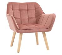 Homcom butaca de salón moderna, sillón lectura tapizado en terciopelo con asiento ancho, patas de madera, fácil montaje, sillón relax para sala de estar, dormitorio y balcón, rosa 71 cm
