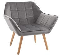 HOMCOM Butaca de Salón Moderna, Sillón Lectura Tapizado en Terciopelo con Asiento Ancho, Patas de Madera, Fácil Montaje, Sillón Relax para Sala de Estar, Dormitorio y Balcón, Gris