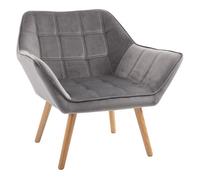 HOMCOM Butaca de Salón Moderna, Sillón Lectura Tapizado en Terciopelo con Patas de Madera, Fácil Montaje, Sillón Relax para Sala de Estar, Dormitorio y Balcón, Gris