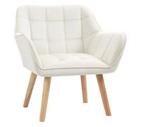 Homcom butaca de salón moderna, sillón lectura tapizado en terciopelo con patas de madera, fácil montaje, sillón relax para sala de estar, dormitorio y balcón, crema