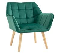 HOMCOM Butaca de Salón Moderna, Sillón Lectura Tapizado en Terciopelo con Patas de Madera, Fácil Montaje, Sillón Relax para Sala de Estar, Dormitorio y Balcón, Verde