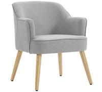 HOMCOM Butaca de Salón Moderna Sillón Tapizado en Lino Sintético Patas de Madera para Dormitorio Oficina 64,5x65x79,5 cm Crema