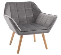 HOMCOM Butaca de Salón Moderna Tapizado en Terciopelo con Asiento Ancho Patas de Madera Sillón Relax para Sala de Estar Gris
