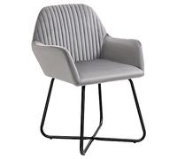 HOMCOM Butaca de Salón Sillón de Salón Tapizado en Terciopelo con Asiento Acolchado Base Metálica Cruzada Sillón Lectura para Sala de Estar Dormitorio Gris