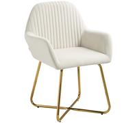 HOMCOM Butaca de Salón Sillón de Salón Tapizado en Terciopelo con Asiento Acolchado Base Metálica Cruzada Sillón Lectura para Sala de Estar Dormitorio Crema