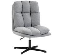 HOMCOM Butaca de Salón, Sillón Ergonómico Giratorio 360°, Sillón Relax con Altura Ajustable, Asiento Ancho, Tapizado en Lino, Base de Metal para Sala de Estar, Dormitorio, Gris Claro