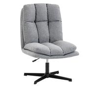 HOMCOM Butaca de Salón, Sillón Ergonómico Giratorio 360°, Sillón Relax con Altura Ajustable, Asiento Ancho, Tapizado en Lino, Base de Metal para Sala de Estar, Dormitorio, Gris Claro
