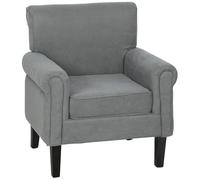 HOMCOM Butaca de Salón Tapizada en Tela, Sillón Relax con Reposabrazos, Asiento Extraíble y Lavable, Patas de Madera, para Dormitorio, Balcón, Estilo Moderno, Carga 150 kg, 79x72,5x88 cm, Gris Oscuro