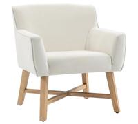 HOMCOM Butaca de Salón Tapizada en Terciopelo 67x65x74 cm Crema | Sillón de Salón Moderno Acolchado, Patas de Madera, Reposabrazos, Base Cruzada, Relax, Dormitorio, Oficina