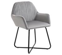 HOMCOM Butaca de Salón Tapizado en Terciopelo con Asiento Acolchado Gris | Sillón de Salón, Base Metálica Cruzada, Sillón Lectura, para Sala de Estar Dormitorio