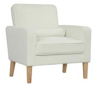 HOMCOM Butaca de Salón Tapizado en Terciopelo Sillón de Lectura con Asiento con Botones y Patas de Madera para Dormitorio Crema