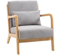 Homcom Butaca Nórdica Con Reposabrazos Cojín Carga 120 Kg 61x78x76 Cm Gris