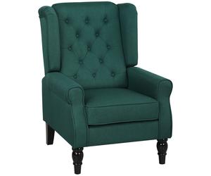 HOMCOM Butaca orejera elegante, muy acolchada, funda extraíble, 74 x 86 x 102 cm, Verde oscuro Aosom España