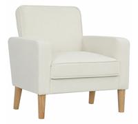 HOMCOM Butaca Salón Tapizado en Terciopelo Sillón Lectura con Asiento con Botones y Patas de Madera Sillón Relax para Dormitorio Crema Aosom España