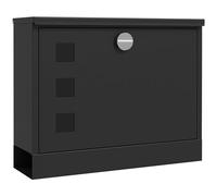 HOMCOM Buzón con Compartimento para periódicos, Buzón metálico con 2 Llaves, Buzón de Pared con Mirilla, Hidrófugo, 36,5 x 11,5 x 29 cm, Negro