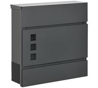 HOMCOM Buzón de acero galvanizado con 3 ranuras y 2 llaves de seguridad incluidas, 37 x 10,5 x 37 cm, gris